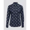 Women Alan Paine Ltd Shirts*Alan Paine Lawen Pheasant Print Shirt Navy