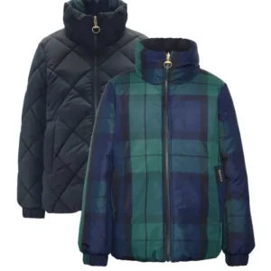 Women J Barbour + Son Ltd Coats & Jackets*Barbour Reversible Hudswell Quilt Black/Tartan
