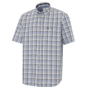 Hoggs Of Fife Ltd Shirts*Hoggs Aberdour Short Sleeve Checked Shirt - Blue/Corn