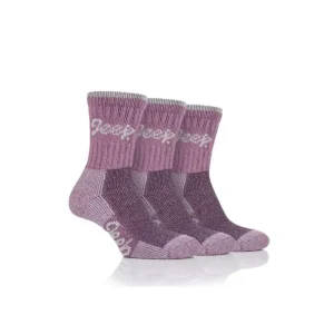 Women Jeep Socks*Ladies 3 Pack Socks Pink 4-8