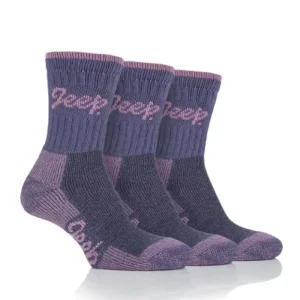 Women Jeep Socks*Ladies 3 Pack Socks Pink/Purple 4-8