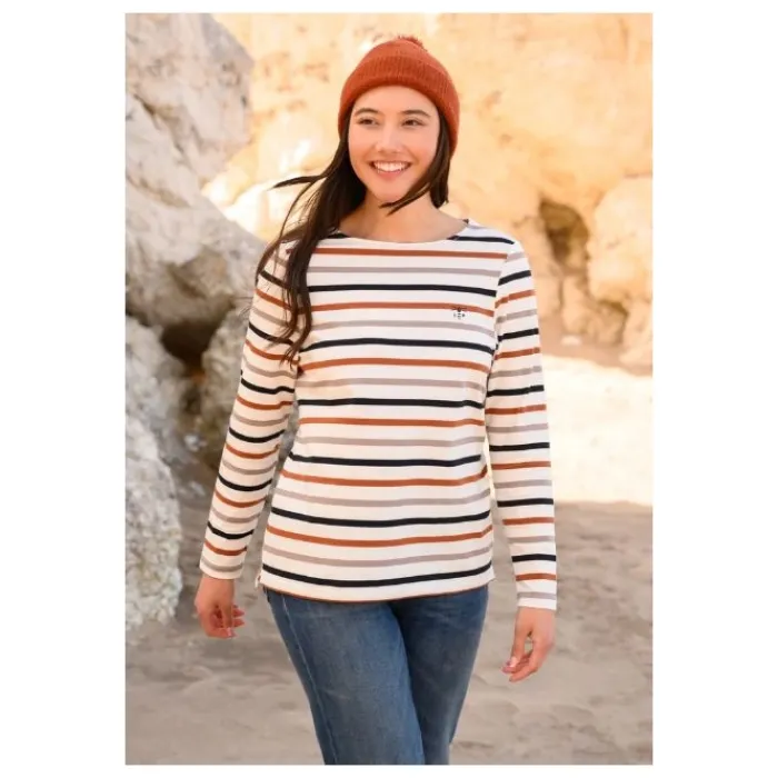lighthouse_causeway_breto_2.webp Women Lighthouse T-Shirts*Causeway Breton Top - Rust Mocha Black Stripe