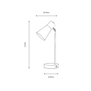 OAKS LIGHTING Indoor*Sylva Grey Table Lamp With USB