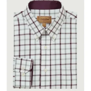 Schoffel Shirts*Brancaster Classic Shirt - Wine Check