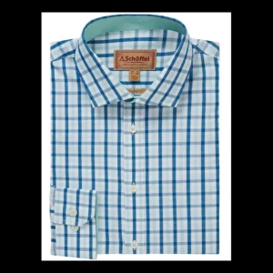 Schoffel Shirts*Hebden Tailored Shirt - Light Navy Mint Check