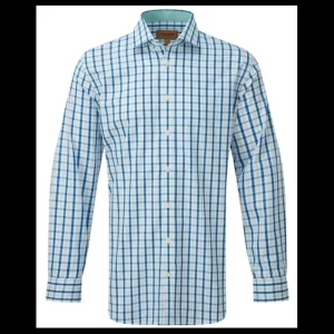 Schoffel Shirts*Hebden Tailored Shirt - Light Navy Mint Check