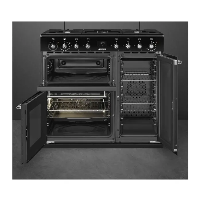 smeg_cxgmbl_concert_duel__0.webp smeg Range Cookers*CX93GMBL Concert Duel Fuel Range Cooker - Black - 90cm