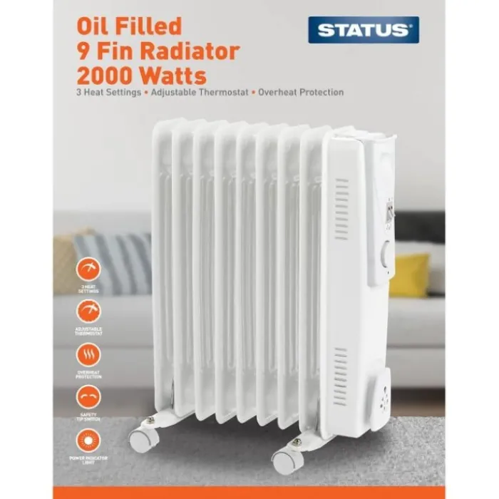 status_ofhwpkb_w__fin_oil_1.webp Status Heating*OFH9-2000W1PKB 2000W 9 Fin Oil Filled Radiator