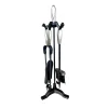 The Brass World Companion Sets*D-038 Fire Companion Set (5 Piece) " Loop Tops" - Black & Brush Steel