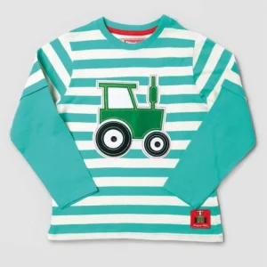 Tractor Ted Clothing & Footwear*Striped Applique T Shirt Teal