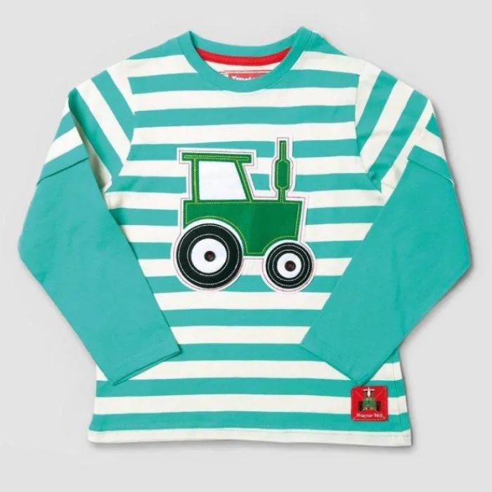 tractor_ted_striped_appli_0.webp Tractor Ted Clothing & Footwear*Striped Applique T Shirt Teal